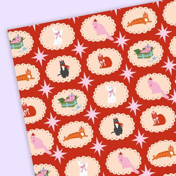 5x, 10x Christmas Cats Wrapping Paper Sheets | Holiday Wrap, 4 of 4