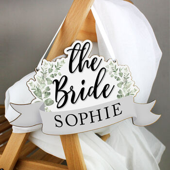 Personalised The Bride Wooden Hanging Decoration, 3 of 5