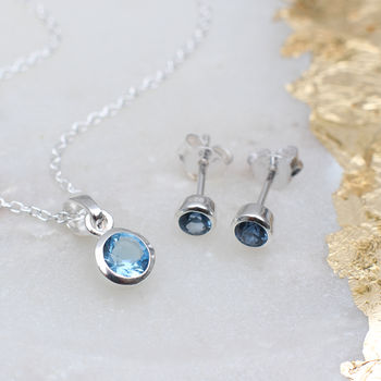 Sterling Silver Birthstone Necklace And Earring Set, 8 of 12