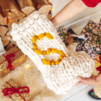Personalised Jumbo Hand Knitted Christmas Stocking, 5 of 10