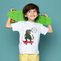 Childs Personalised Skateboard Dinosaur T Shirt, thumbnail 1 of 4