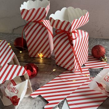 Candy Cane Stripe Half Cracker Shaped Box Set Of Four, 6 of 6