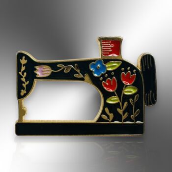 Sewing Machine With Flower Design Enamel Pin Brooch, Birthday Gift For Sewers, Crafters, Dressmakers, Seamstresses, 3 of 8
