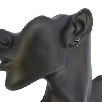 Sterling Silver Round Dot Black Enamel Stud Earrings, 2 of 10