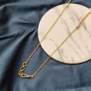 Gold White Enamel Clover Shamrock Choker Necklace, 3 of 7