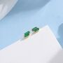 Double Trapezoid Emerald Green Cz Screw Back Earrings, thumbnail 7 of 12