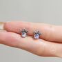 Sterling Silver Moonstone And Leaf Motif Stud Earrings, thumbnail 5 of 12