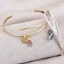 Personalised Open Cuff Bangle With Marquise Birthstone, thumbnail 6 of 10