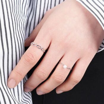 Sterling Silver Woven Plait Adjustable Ring, 3 of 4