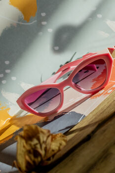 Pink Angled Polygon Thick Frame Sunglasses, 4 of 6