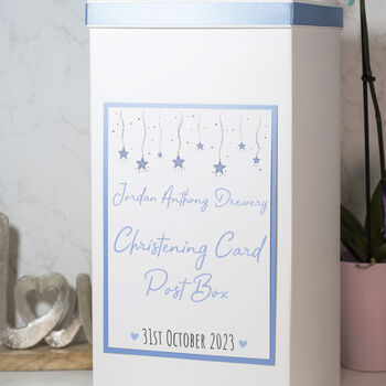 Personalised Stars Christening Baptism Card Post Box, 2 of 5