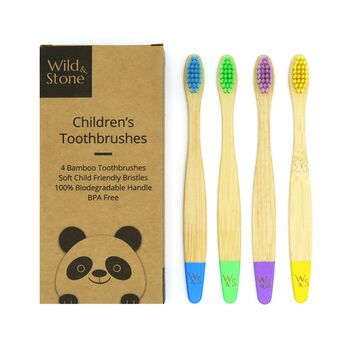 Children's Bamboo Toothbrush Four Pack, 4 of 8