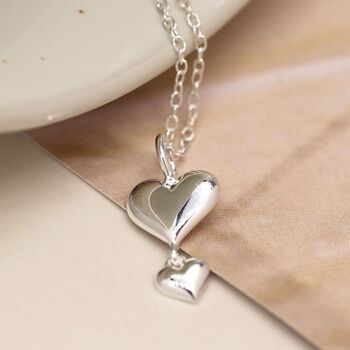 Sterling Silver Double Heart Necklace, 2 of 3