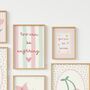 Personalised Girls Nursery Print Set Floral Wall Art Pink Bedroom Decor, thumbnail 3 of 5