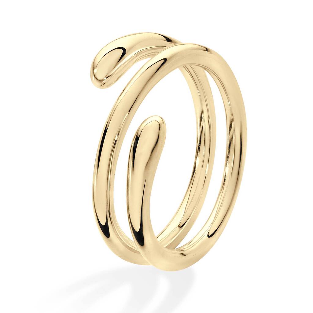 Gold Vermeil Plated Coil Drop Ring, 1 of 2