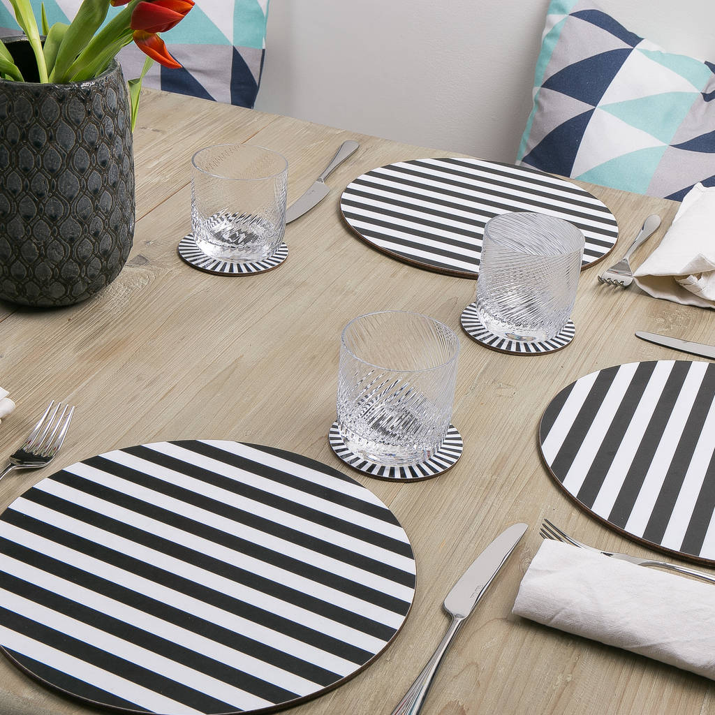 stripes round placemat set by maik