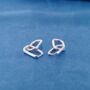 Silver Double Link Earrings, Paperclip Drop Hoop Earrings, thumbnail 5 of 8