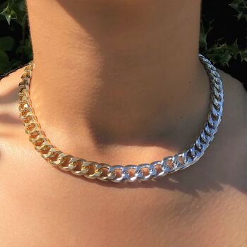 Silver And Gold Plated Two Colour Curb Chain Necklace, 6 of 11