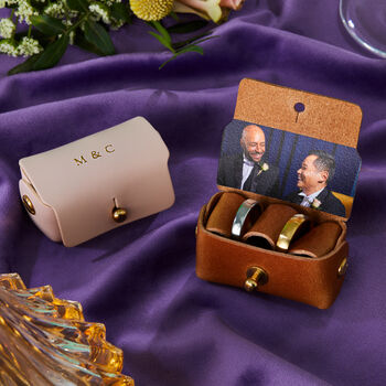 Personalised Leather Wedding Ring Pouch With Photo, 2 of 5