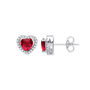 Cz Emerald Heart Sterling Silver Stud Earrings, thumbnail 2 of 3