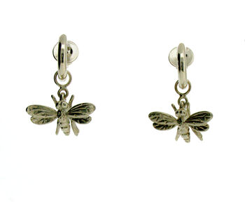 Sterling Silver Or Gold Vermeil Mini Hoop Bee Earrings, 4 of 4