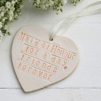 Bridesmaid Ceramic Hanging Heart, 2 of 4