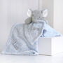 Personalised Blue Fluffy Elephant Comforter Blanket Set, thumbnail 1 of 8