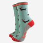 Women's Bamboo Socks Sausage Dog Christmas Reindeer, thumbnail 2 of 5