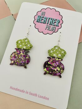 Cauldron Glitter Resin Earrings, 2 of 5