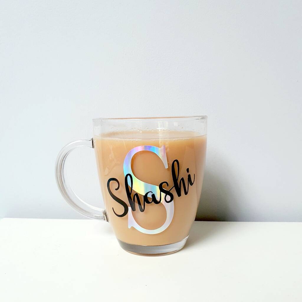 Custom Initial & Name Glass Mug – PRINT'N'GIFT UK