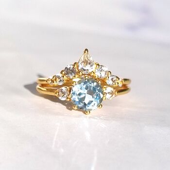 Blue Topaz Ring Set In Sterling Silver And Gold Vermeil, 5 of 10