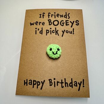 Personalised Funny Bogey Crochet Birthday Card Handmade, 5 of 12