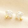 White Enamel Mushroom Stud Earrings In Gold, thumbnail 1 of 4