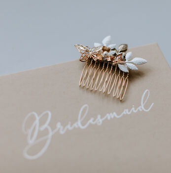 Butterfly And Foliage Bridal Or Bridesmaid Hair Comb, 3 of 8