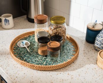 Boho Carbis Rattan Tray – Handmade Eco Friendly Home Decor, 4 of 4
