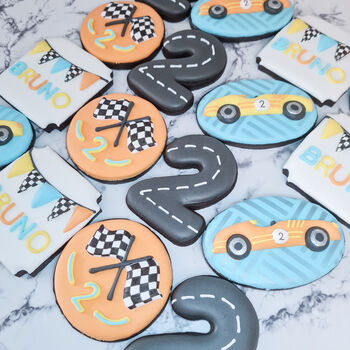 Racing Car Biscuit Gift Box, Personalised Birthday Gift, 11 of 12