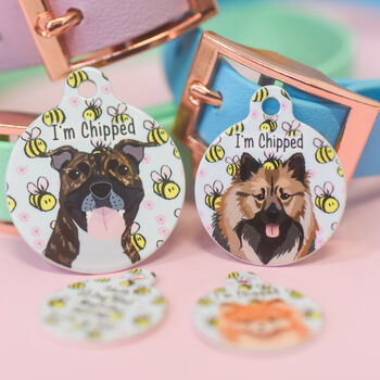 Cute Dog ID Name Tag Personalised Bumble Bees, 10 of 12