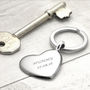 Silver Key Ring Heart Design, thumbnail 2 of 7
