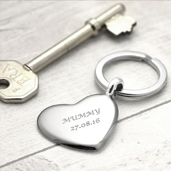 Silver Key Ring Heart Design By Hersey Silversmiths