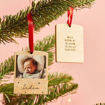 Personalised Wooden Photo Block Christmas Bauble, 4 of 8