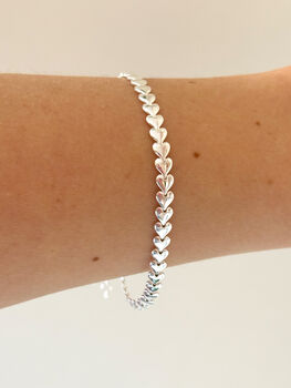 Sterling Silver Interlinked Heart Bracelet, 5 of 7