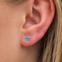 Small Sterling Silver Blue Opal Heart Stud Earrings, thumbnail 1 of 4