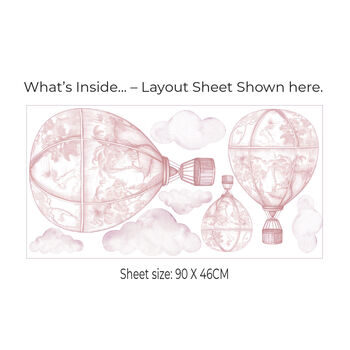 Vintage Safari Toile Hot Air Balloon Sticker Set, 4 of 5