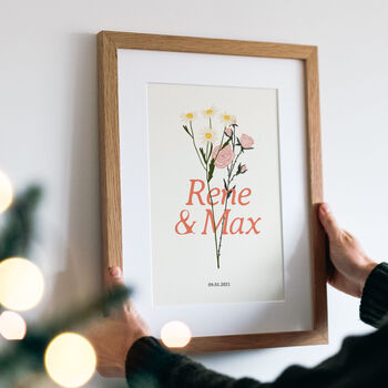 Personalised Couples Birth Flower Print, 3 of 6