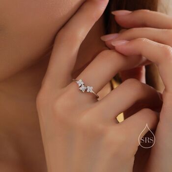 Hydrangea Bouquet Cz Flower Ring In Sterling Silver, 2 of 12