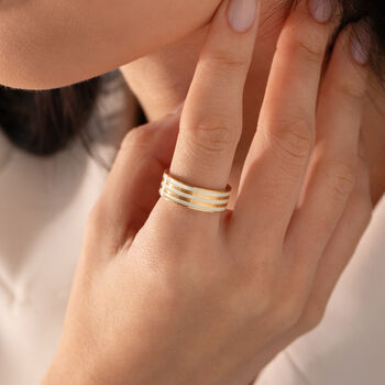 Chunky Enamel Statement Ring With Cream Or Black Enamel, 3 of 9