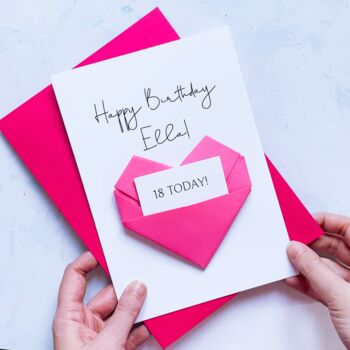 Special Age Birthday Card For Her Origami Heart, 4 of 8