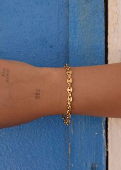 6mm Marina Chain Bracelet 18 K Gold Plated Adjustable Gift, 3 of 5