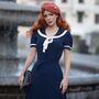 Patti Dress In French Navy Vintage 1940s Style, thumbnail 2 of 2