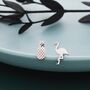 Mismatched Pineapple And Flamingo Stud Earrings In Sterling Silver, thumbnail 2 of 10